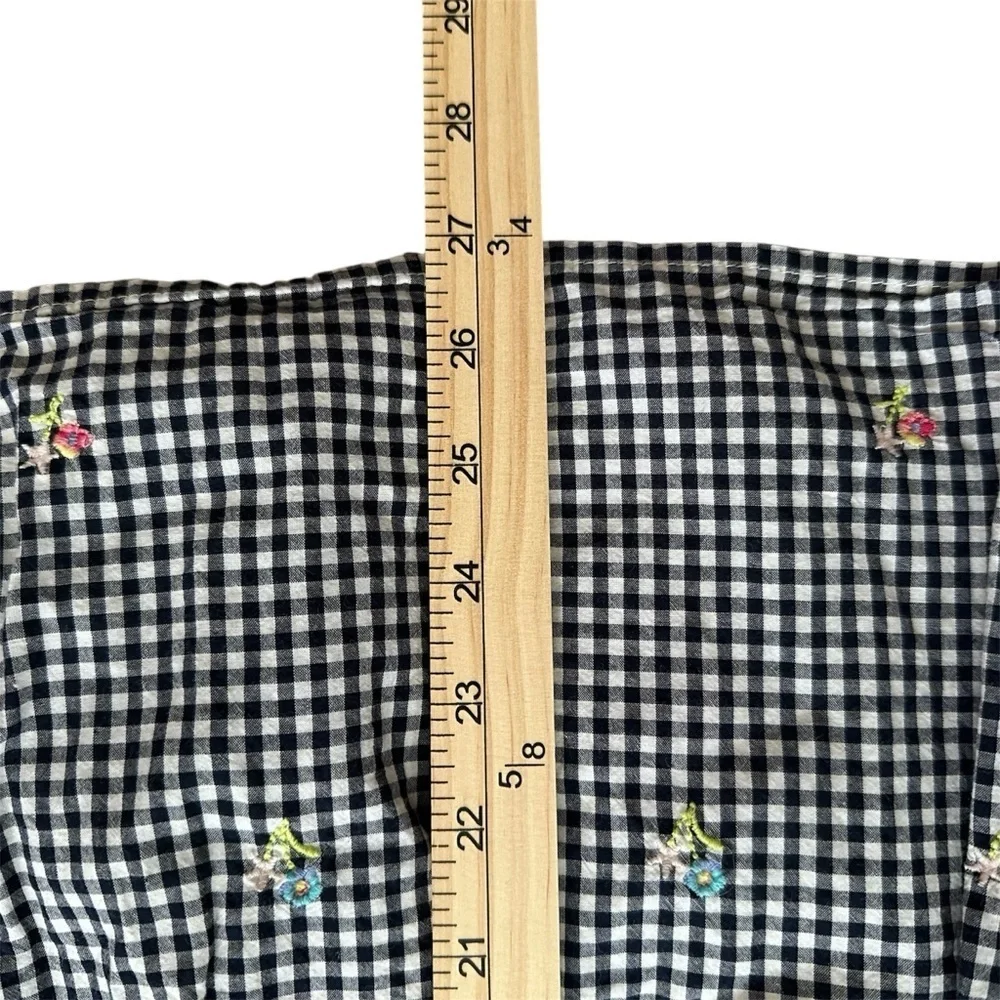 Gap Kids L Gingham Capsleeve Dress With Embroidered Flowers And Checkered Print